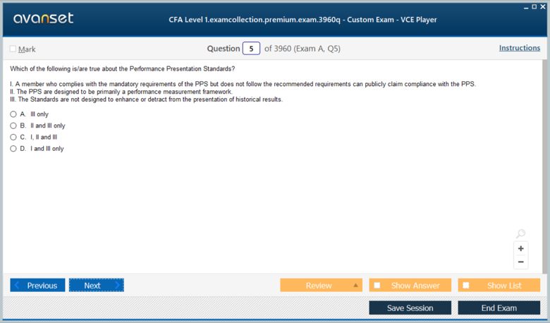 CFA Level 1 Premium VCE Screenshot #1